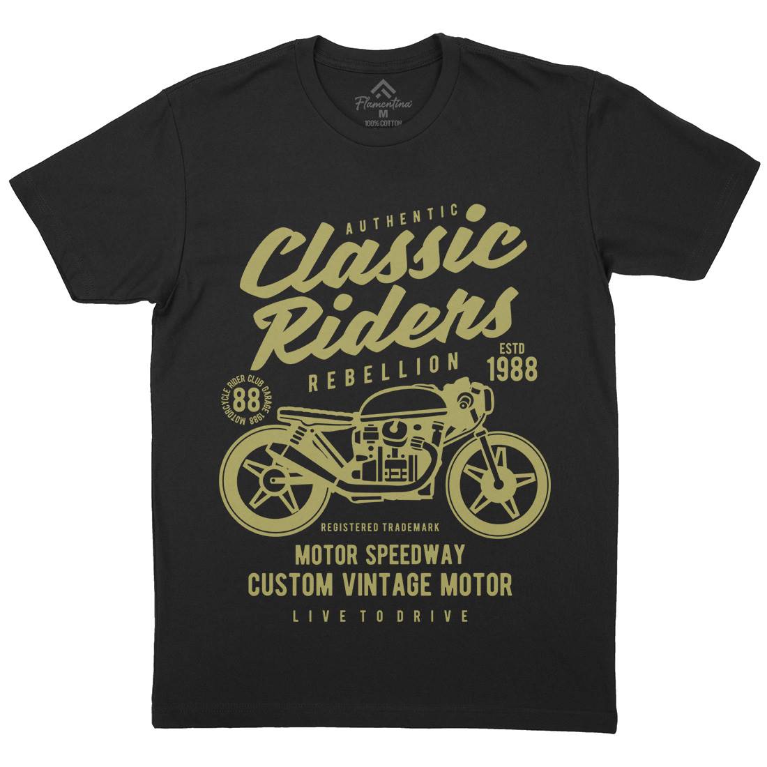 Classic Riders Mens Crew Neck T-Shirt Motorcycles B196