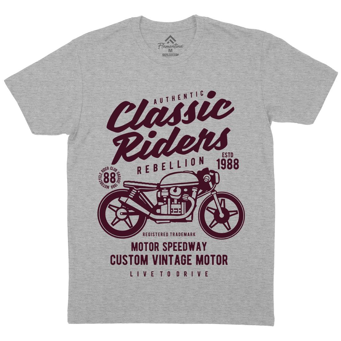 Classic Riders Mens Crew Neck T-Shirt Motorcycles B196