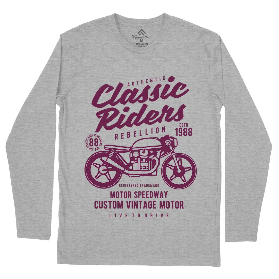 Classic Riders Mens Long Sleeve T-Shirt Motorcycles B196