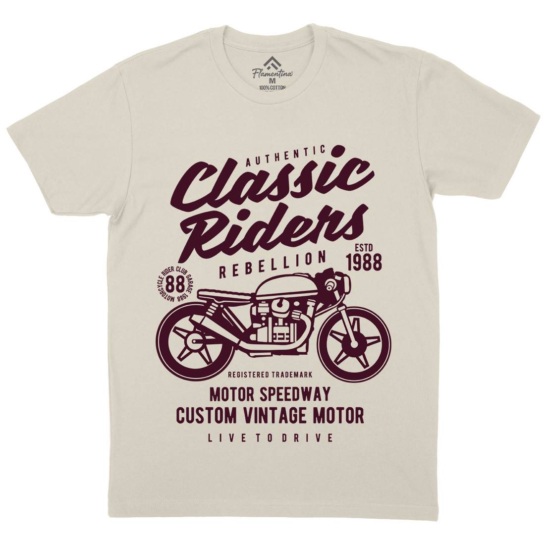 Classic Riders Mens Organic Crew Neck T-Shirt Motorcycles B196