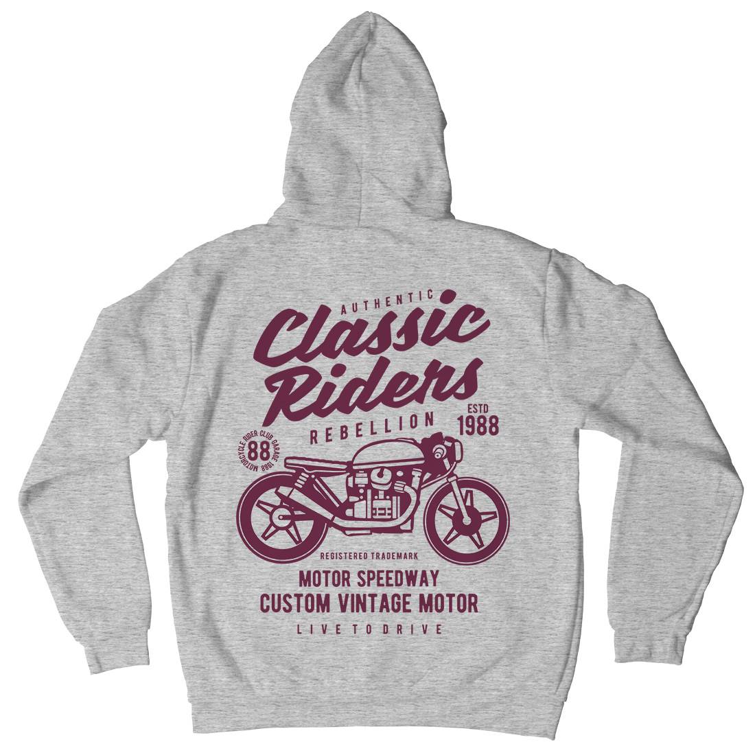 Classic Riders Mens Hoodie With Pocket Motorcycles B196