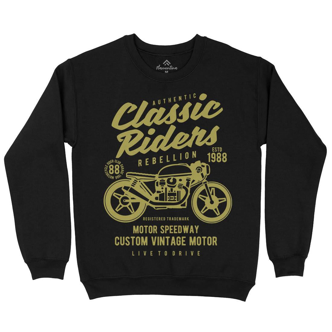 Classic Riders Mens Crew Neck Sweatshirt Motorcycles B196