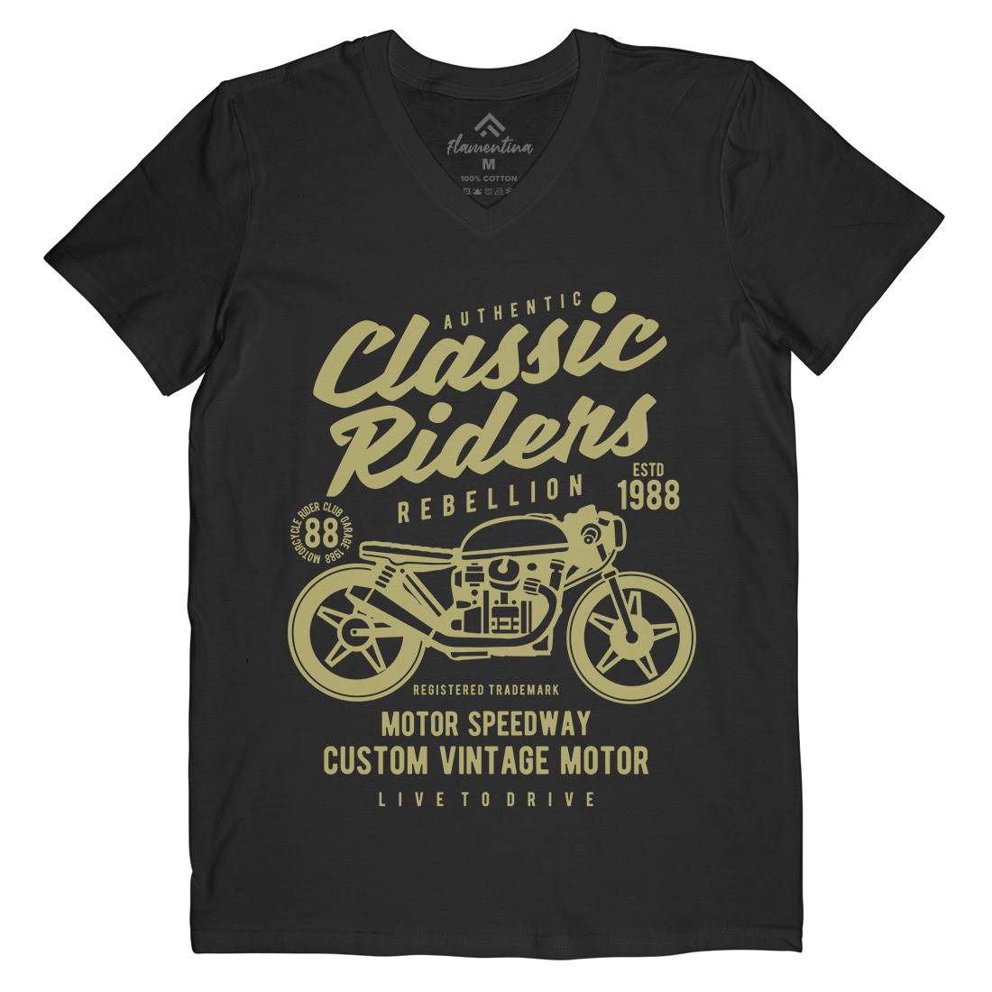 Classic Riders Mens V-Neck T-Shirt Motorcycles B196