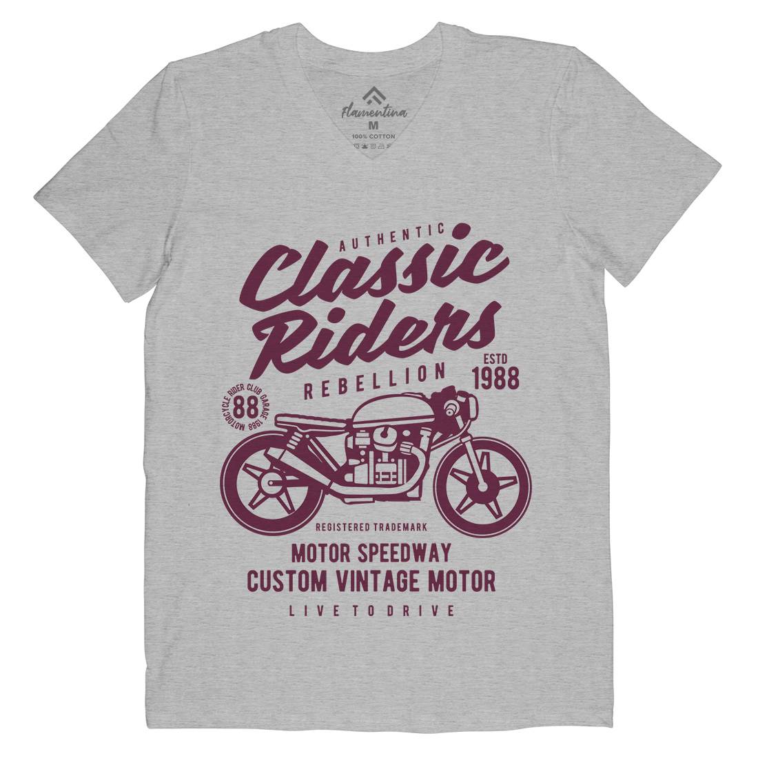 Classic Riders Mens V-Neck T-Shirt Motorcycles B196