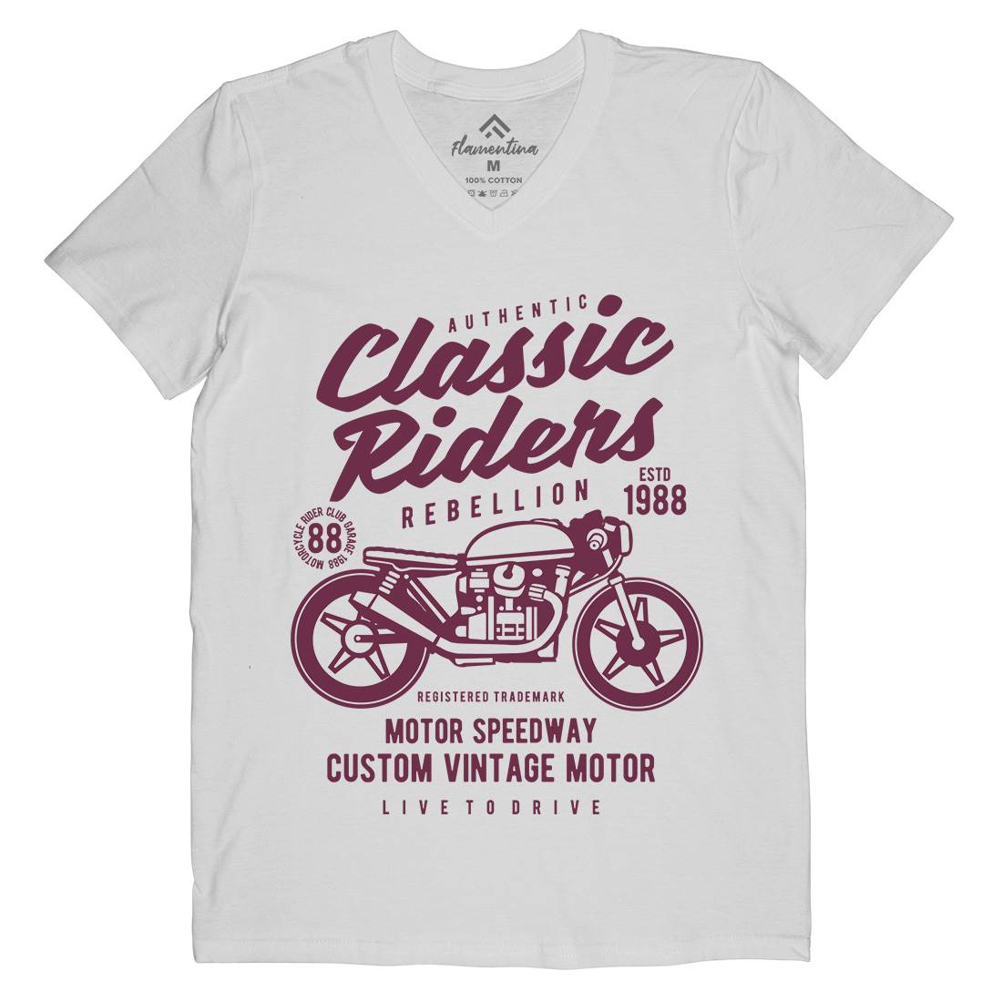 Classic Riders Mens Organic V-Neck T-Shirt Motorcycles B196