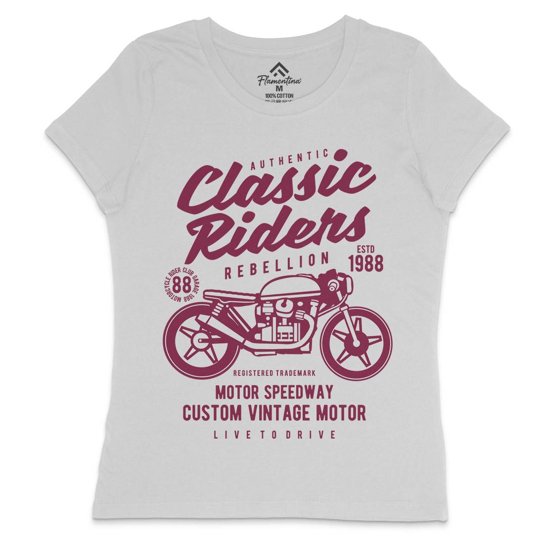 Classic Riders Womens Crew Neck T-Shirt Motorcycles B196