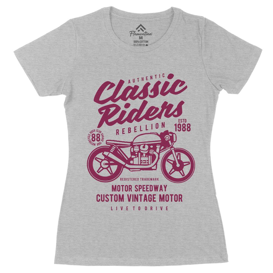 Classic Riders Womens Organic Crew Neck T-Shirt Motorcycles B196