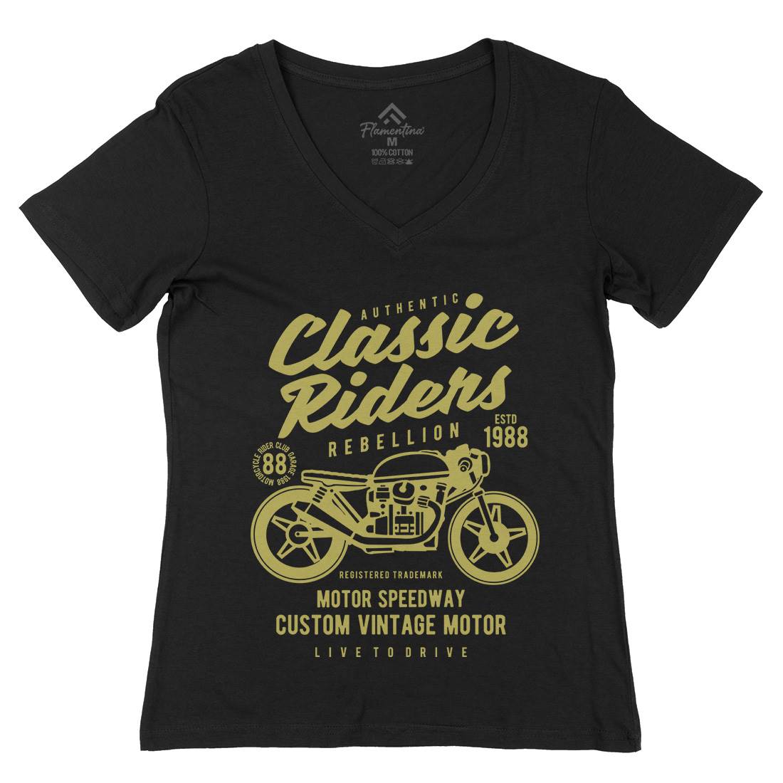 Classic Riders Womens Organic V-Neck T-Shirt Motorcycles B196