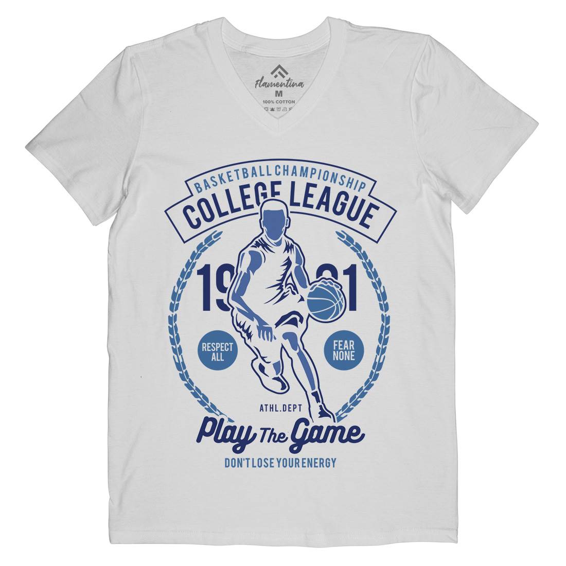 College League Mens Organic V-Neck T-Shirt Sport B197