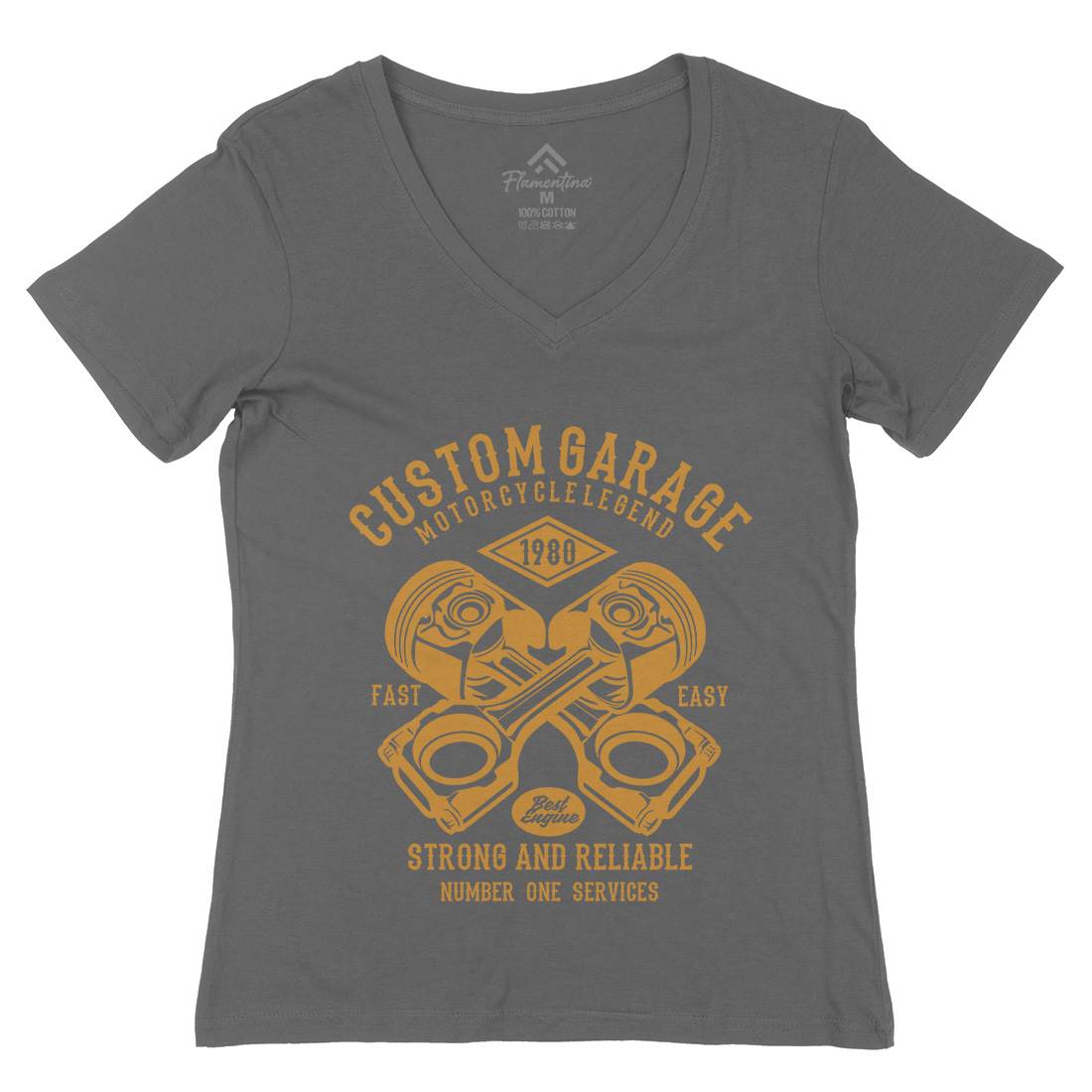 Custom Garage Womens Organic V-Neck T-Shirt Cars B198