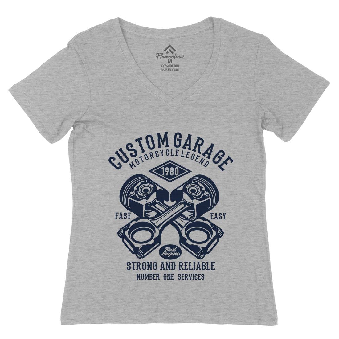 Custom Garage Womens Organic V-Neck T-Shirt Cars B198