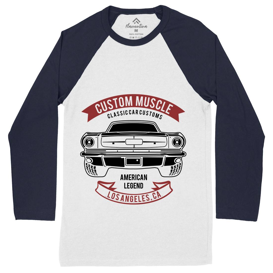 Custom Muscle Mens Long Sleeve Baseball T-Shirt Cars B200