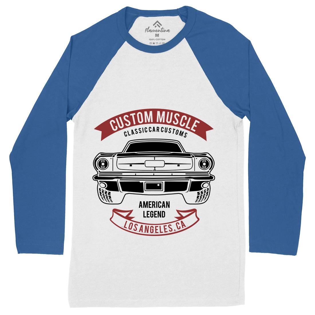Custom Muscle Mens Long Sleeve Baseball T-Shirt Cars B200
