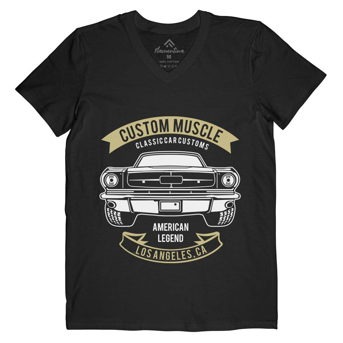 Custom Muscle Mens Organic V-Neck T-Shirt Cars B200