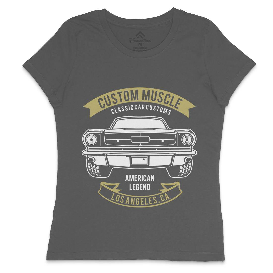 Custom Muscle Womens Crew Neck T-Shirt Cars B200
