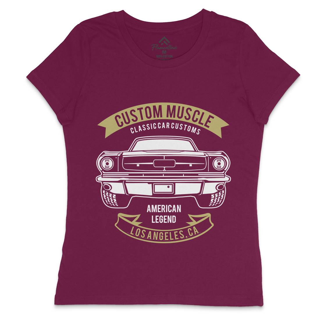 Custom Muscle Womens Crew Neck T-Shirt Cars B200