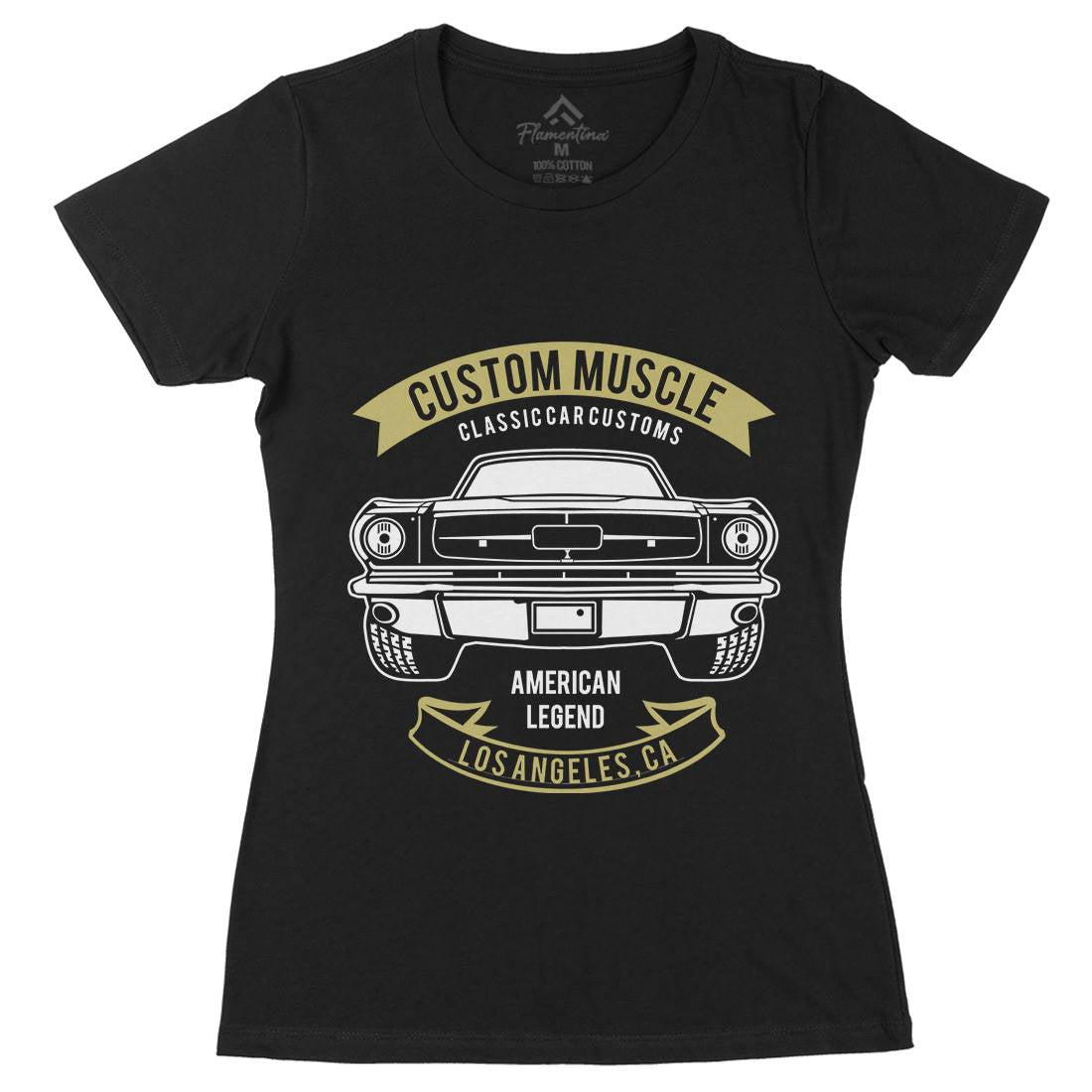 Custom Muscle Womens Organic Crew Neck T-Shirt Cars B200