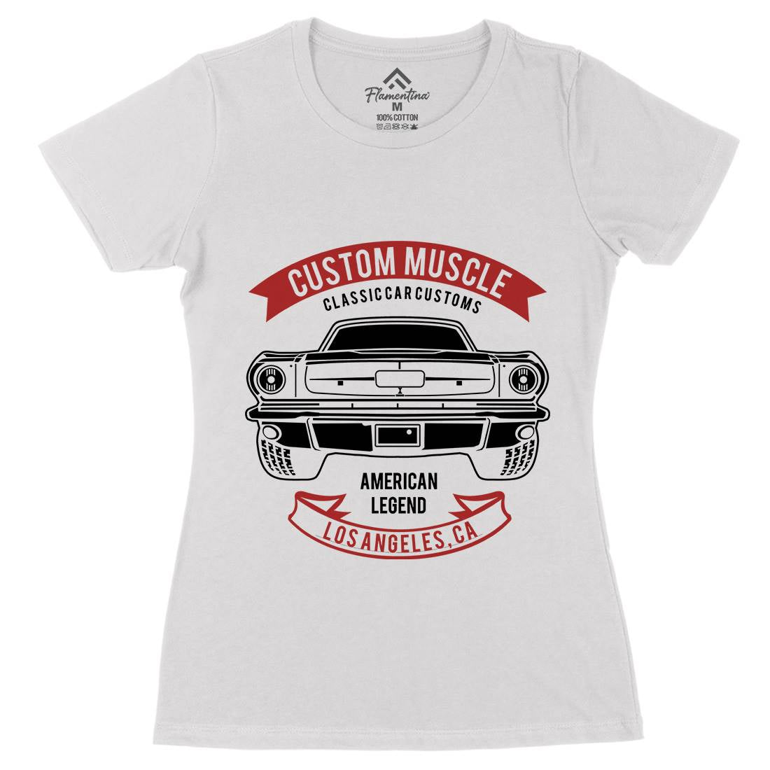 Custom Muscle Womens Organic Crew Neck T-Shirt Cars B200