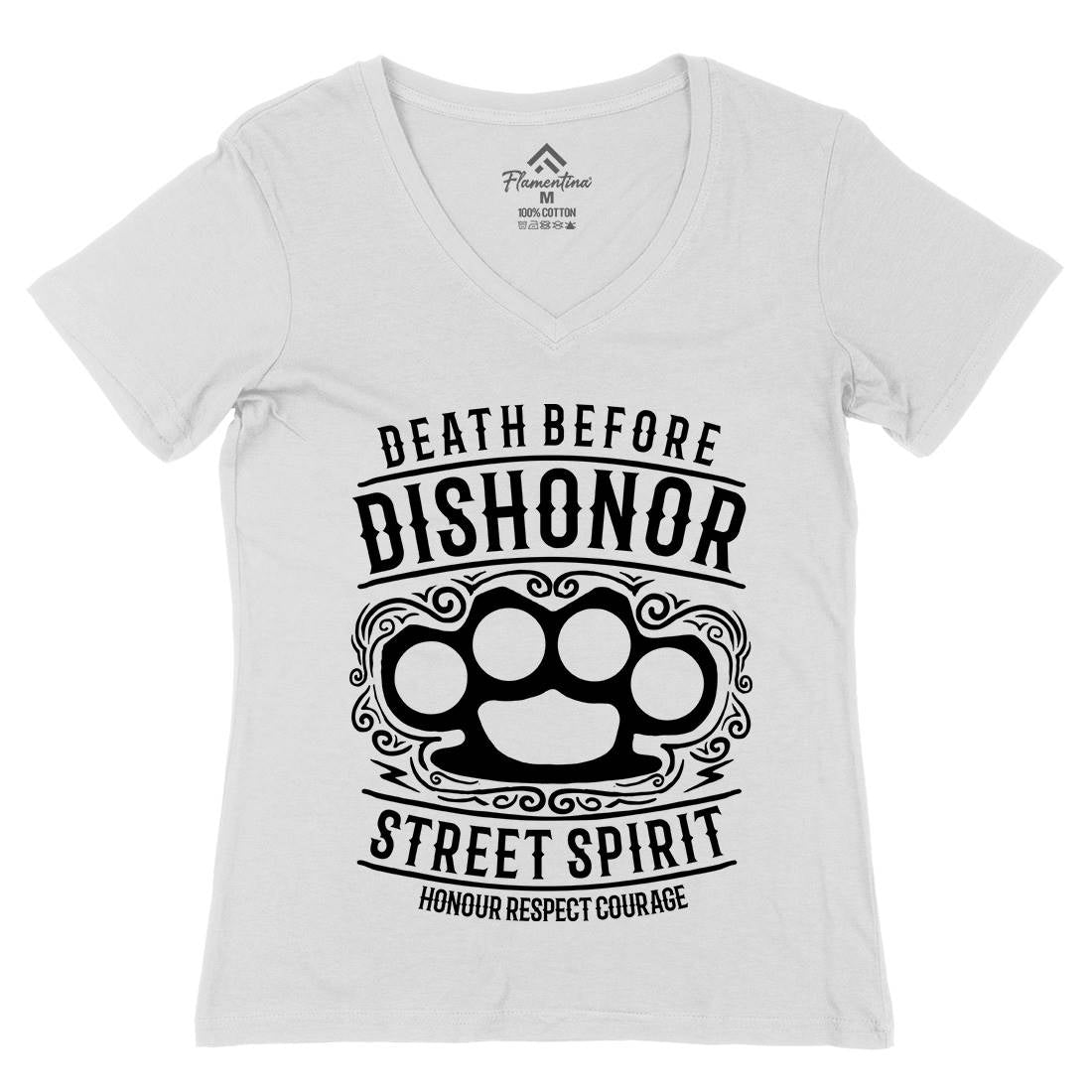 Death Before Dishonour Womens Organic V-Neck T-Shirt Army B202