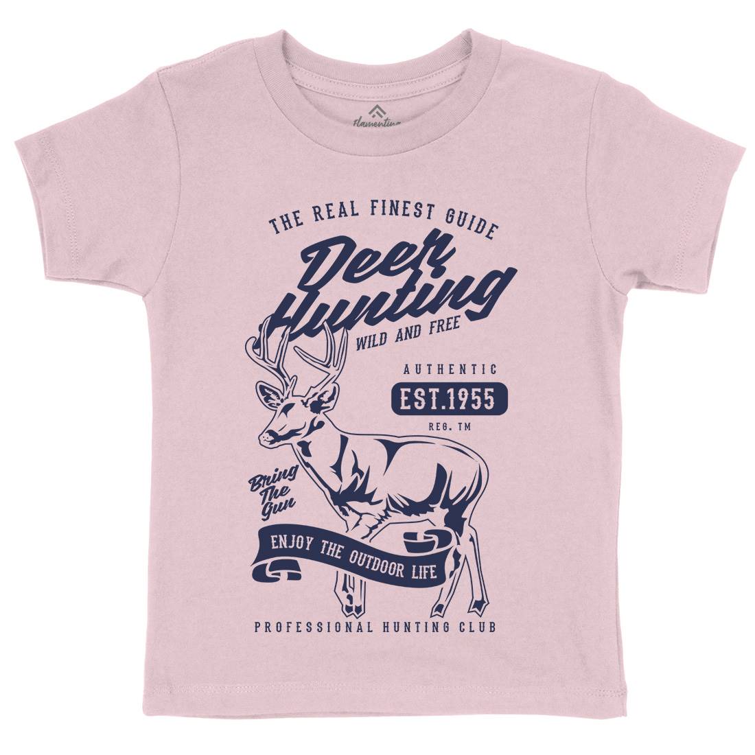 Deer Hunting Kids Organic Crew Neck T-Shirt Sport B203