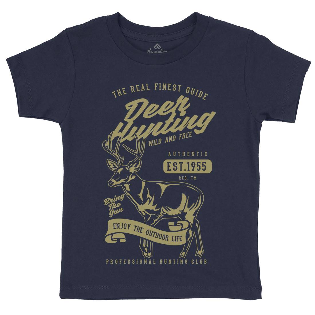 Deer Hunting Kids Organic Crew Neck T-Shirt Sport B203