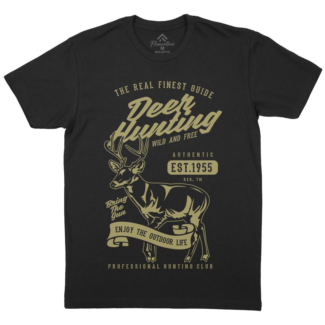 Deer Hunting Mens Organic Crew Neck T-Shirt Sport B203