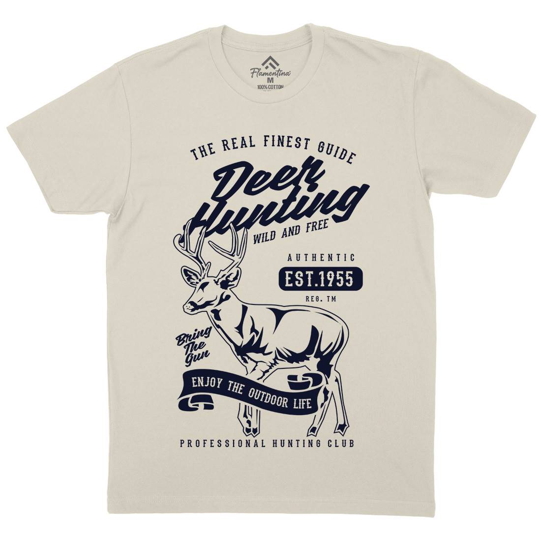 Deer Hunting Mens Organic Crew Neck T-Shirt Sport B203