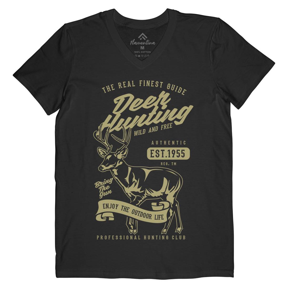 Deer Hunting Mens Organic V-Neck T-Shirt Sport B203