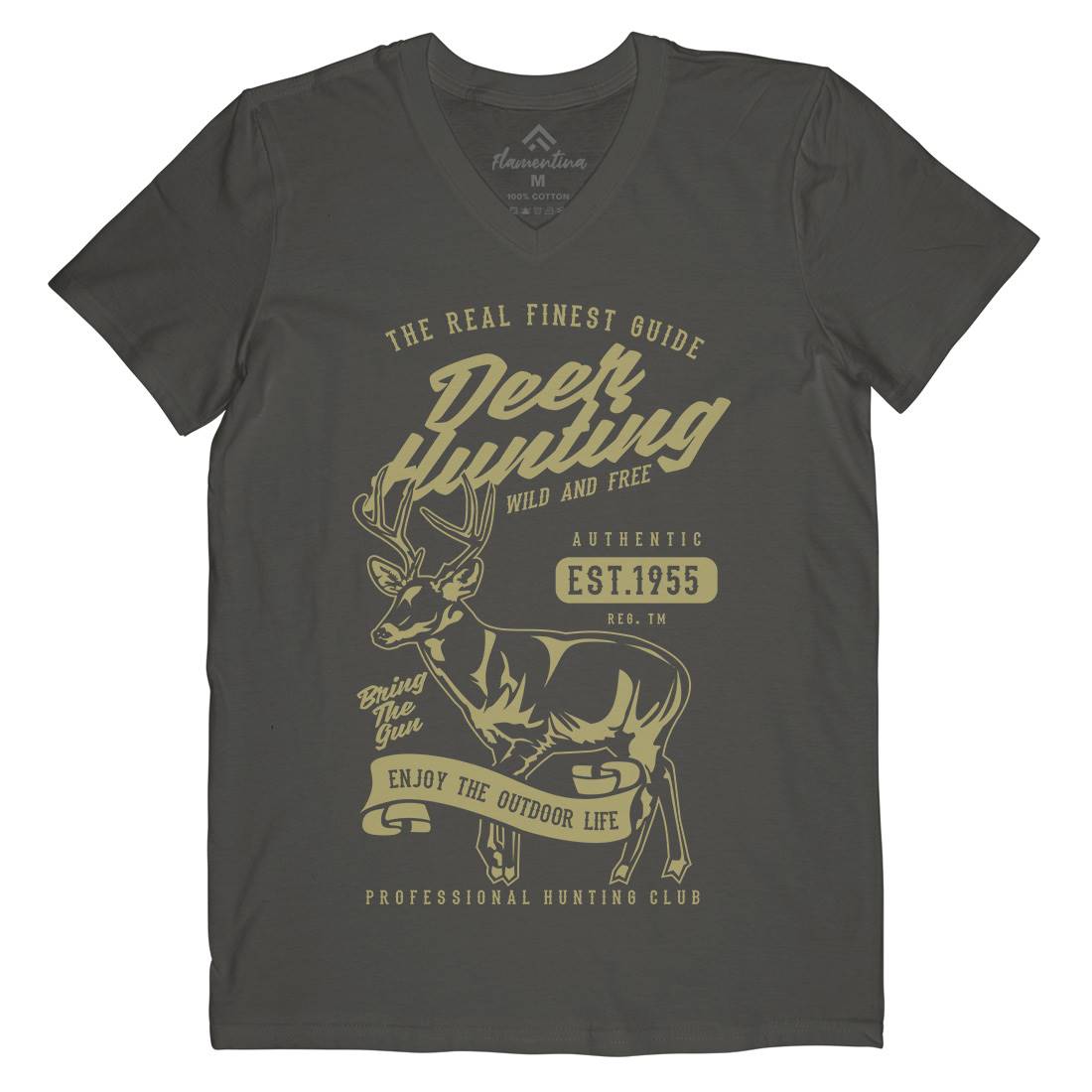 Deer Hunting Mens V-Neck T-Shirt Sport B203
