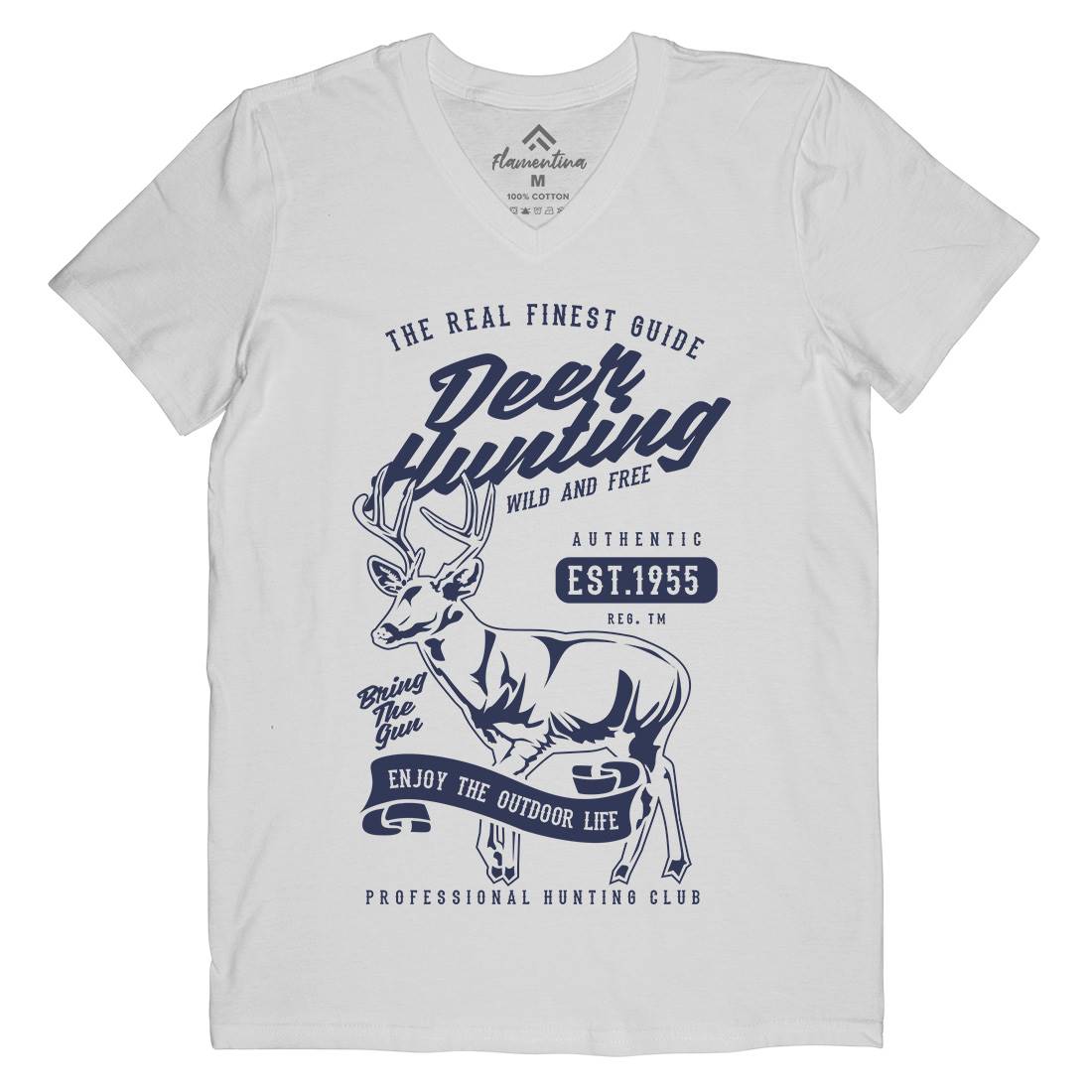 Deer Hunting Mens Organic V-Neck T-Shirt Sport B203