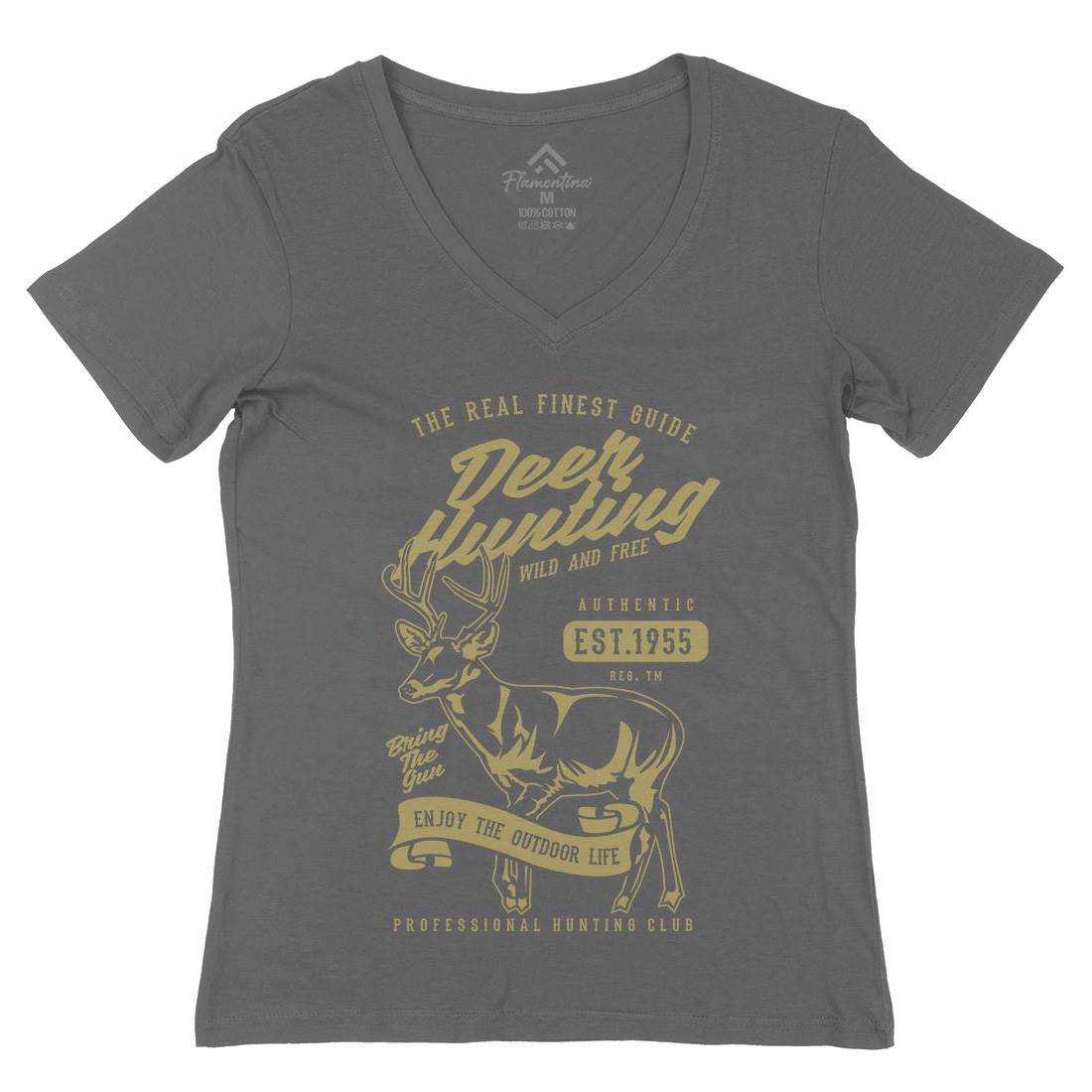 Deer Hunting Womens Organic V-Neck T-Shirt Sport B203