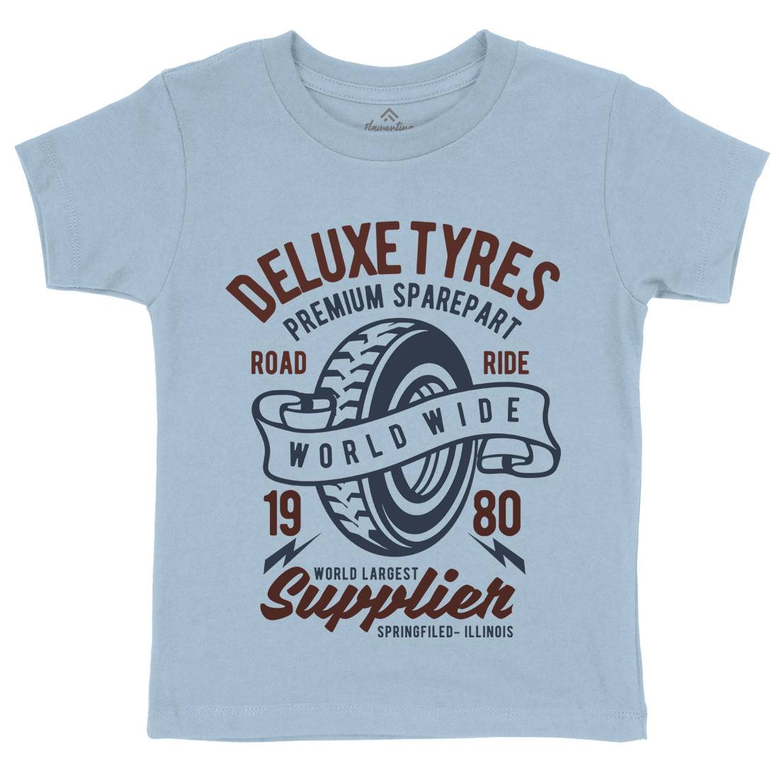 Deluxe Tyres Kids Organic Crew Neck T-Shirt Cars B204