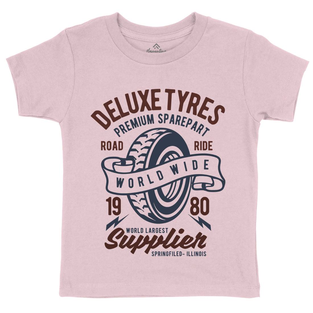 Deluxe Tyres Kids Organic Crew Neck T-Shirt Cars B204