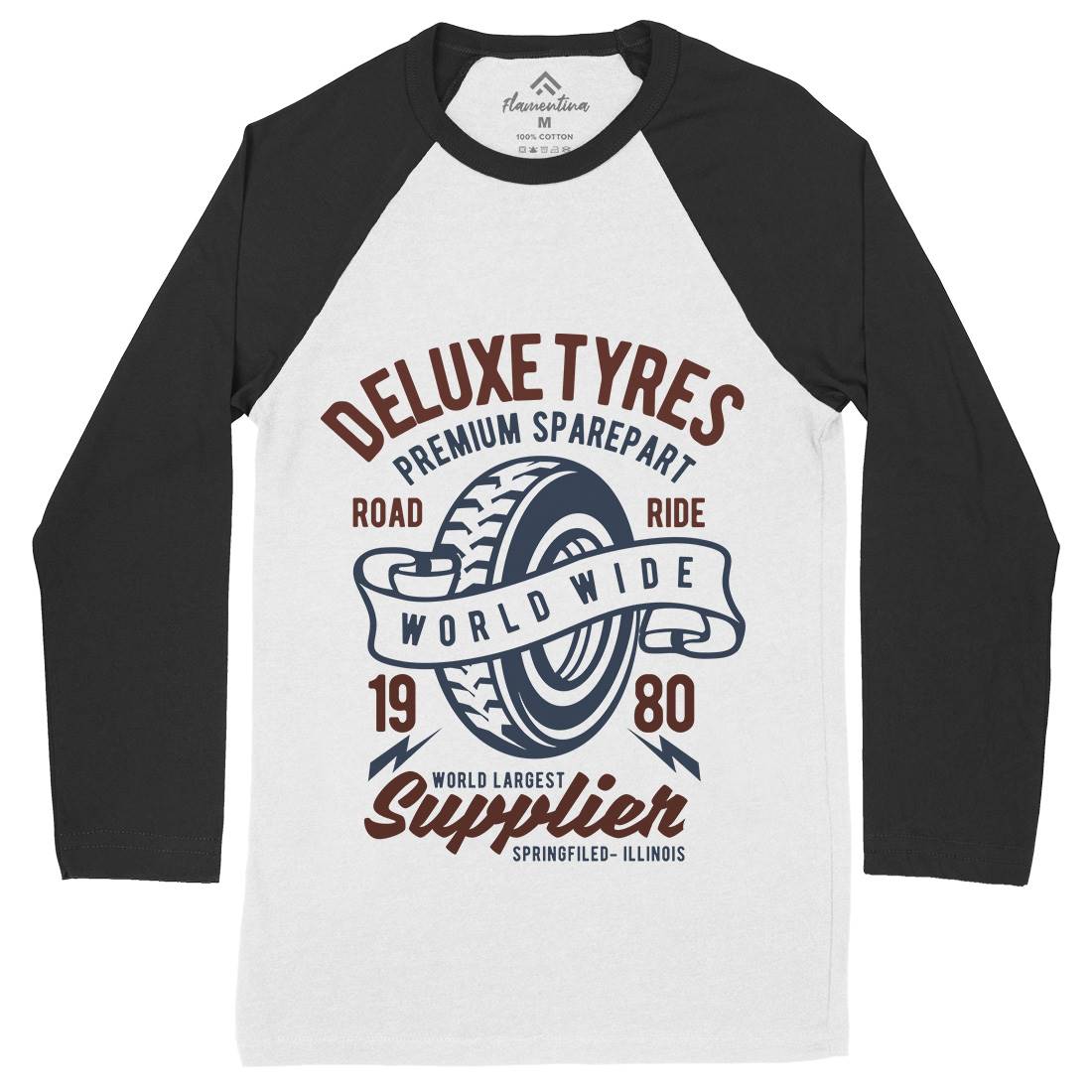 Deluxe Tyres Mens Long Sleeve Baseball T-Shirt Cars B204
