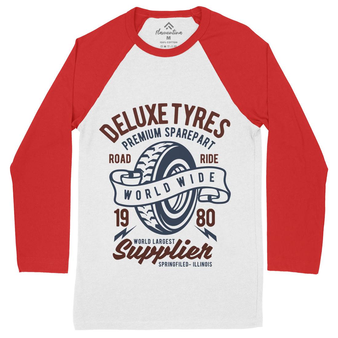 Deluxe Tyres Mens Long Sleeve Baseball T-Shirt Cars B204
