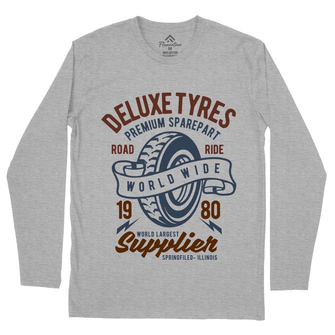 Deluxe Tyres Mens Long Sleeve T-Shirt Cars B204