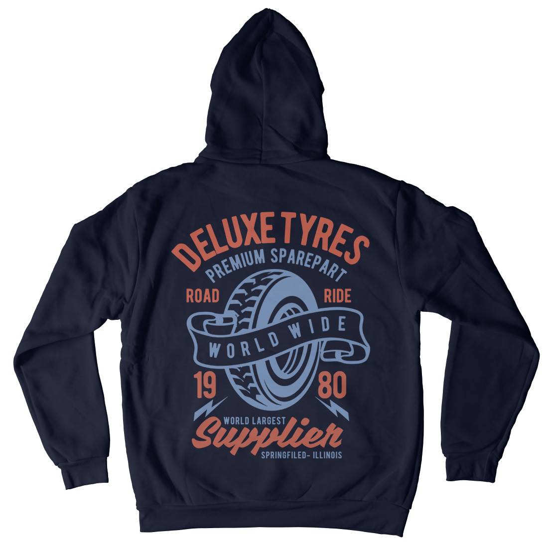 Deluxe Tyres Mens Hoodie With Pocket Cars B204