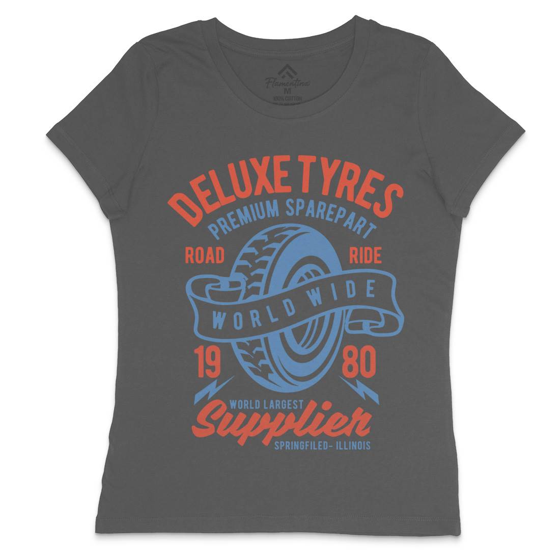 Deluxe Tyres Womens Crew Neck T-Shirt Cars B204