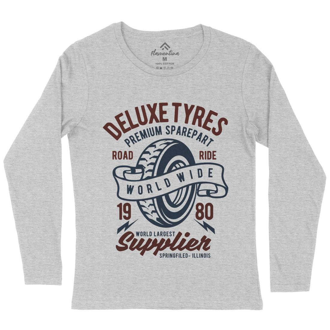 Deluxe Tyres Womens Long Sleeve T-Shirt Cars B204