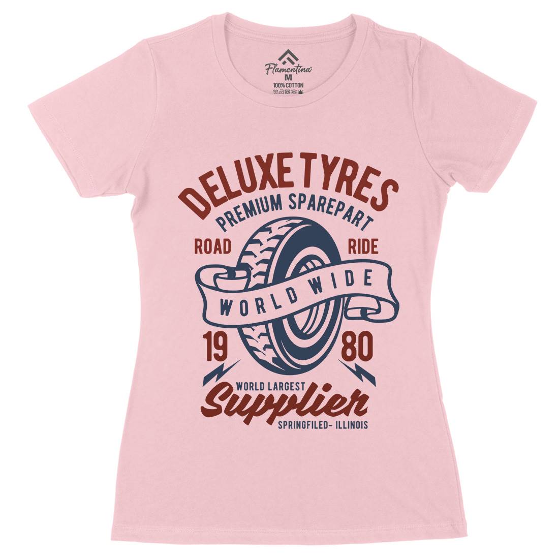 Deluxe Tyres Womens Organic Crew Neck T-Shirt Cars B204