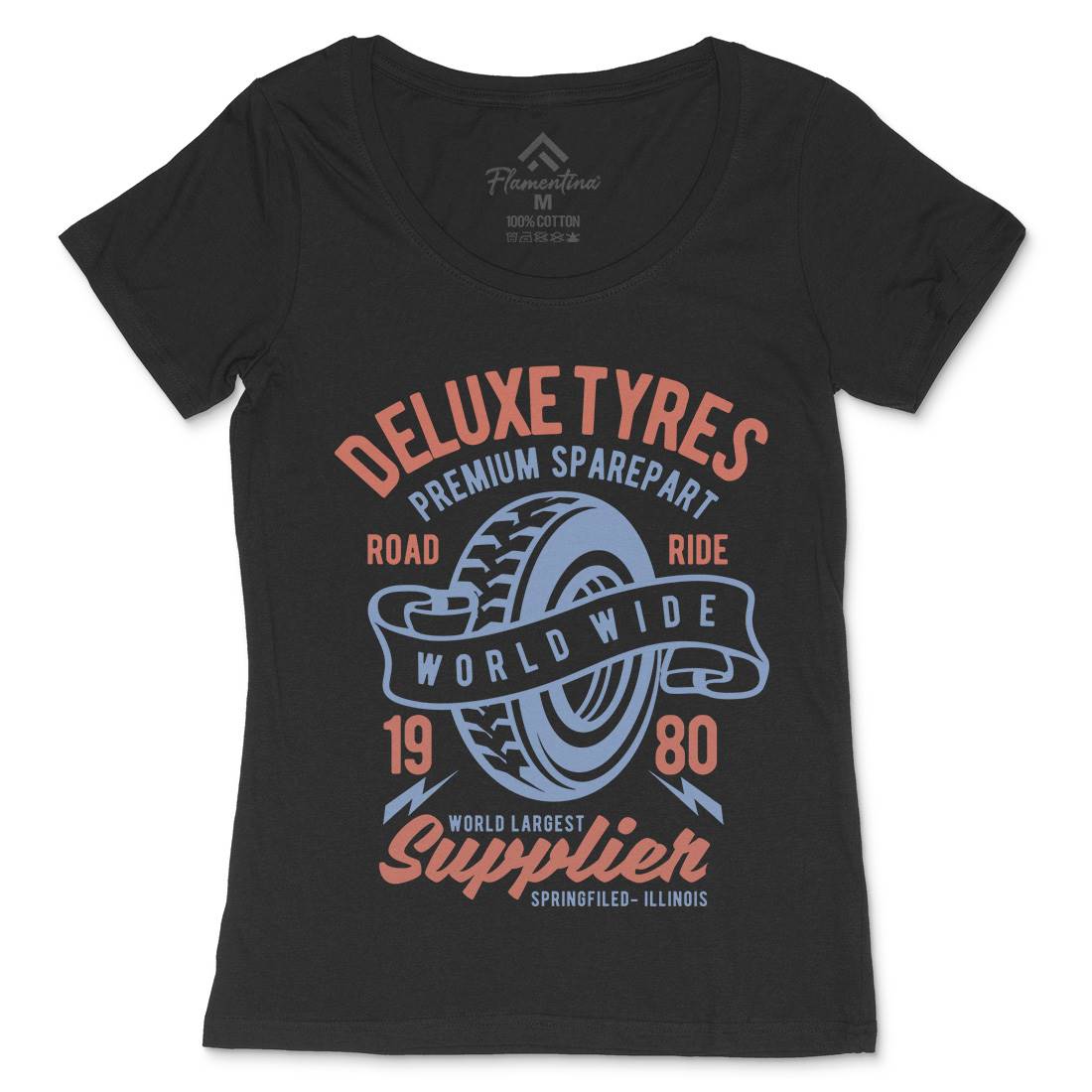 Deluxe Tyres Womens Scoop Neck T-Shirt Cars B204