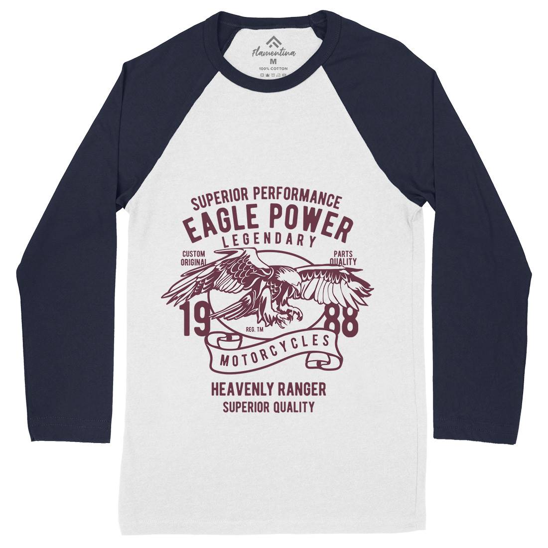 Eagle Power Mens Long Sleeve Baseball T-Shirt Motorcycles B205