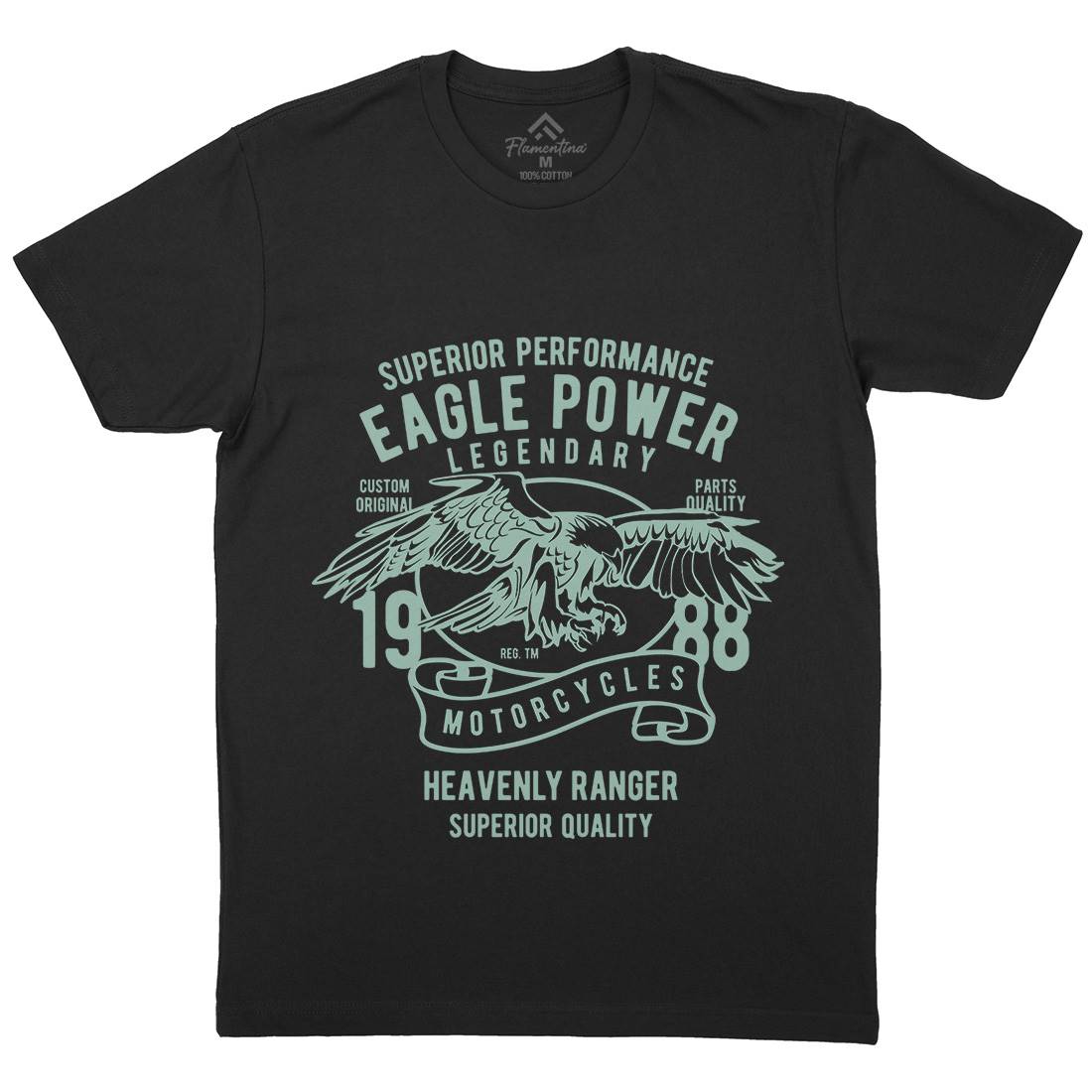 Eagle Power Mens Organic Crew Neck T-Shirt Motorcycles B205
