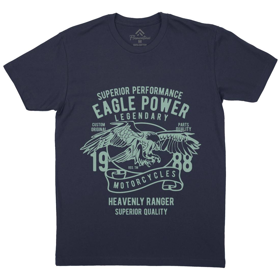 Eagle Power Mens Organic Crew Neck T-Shirt Motorcycles B205