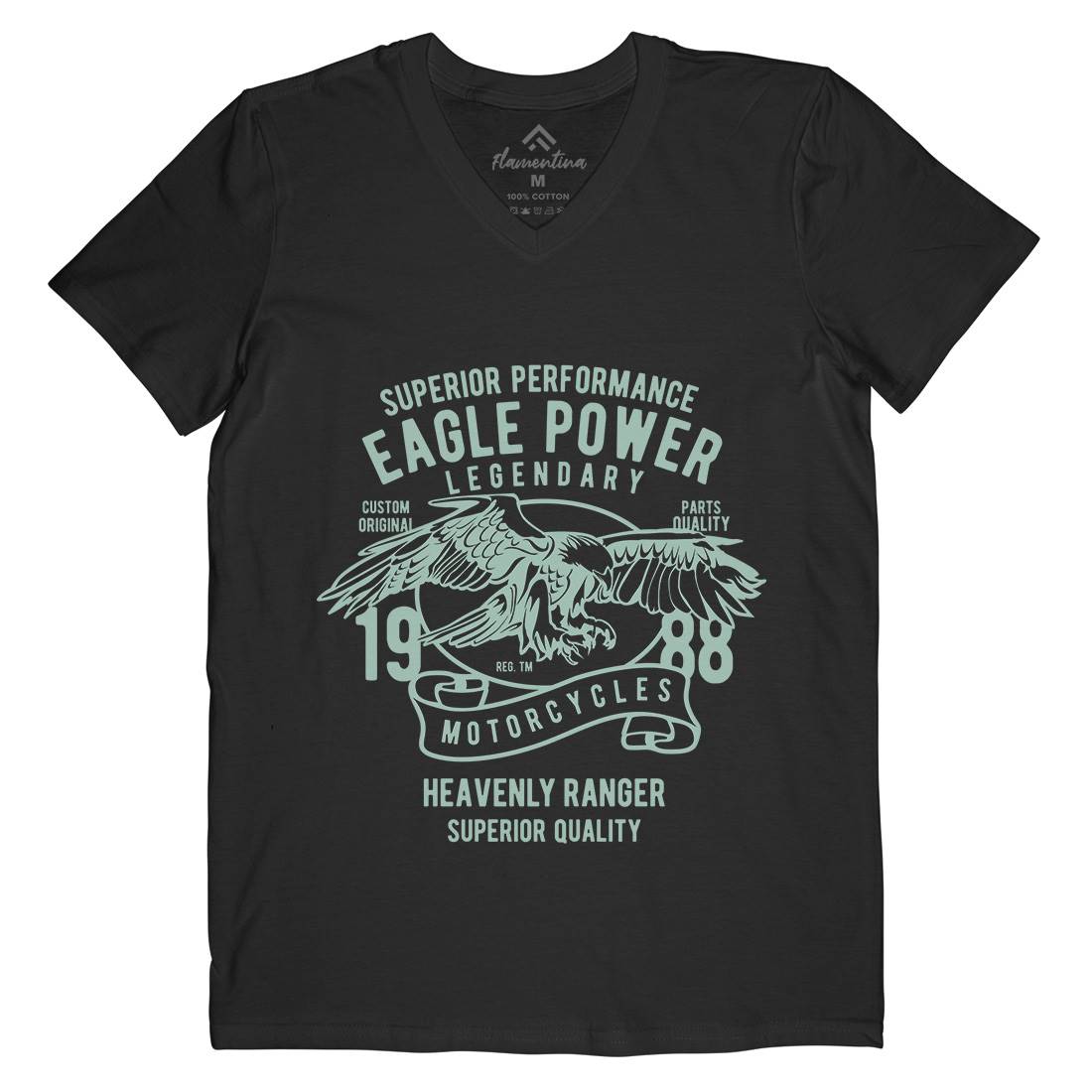 Eagle Power Mens Organic V-Neck T-Shirt Motorcycles B205