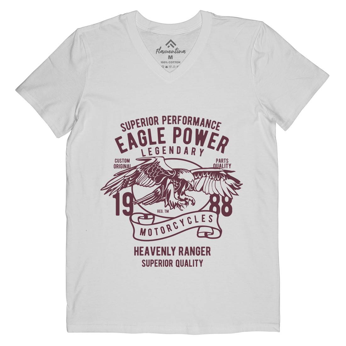 Eagle Power Mens Organic V-Neck T-Shirt Motorcycles B205