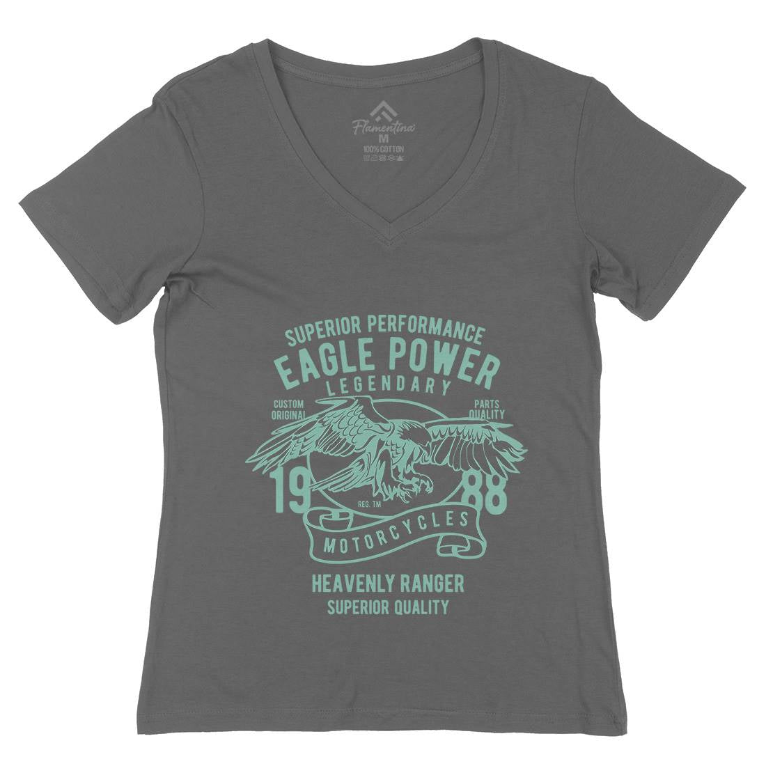 Eagle Power Womens Organic V-Neck T-Shirt Motorcycles B205