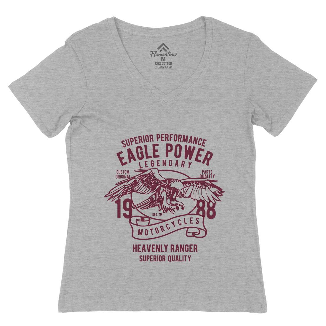 Eagle Power Womens Organic V-Neck T-Shirt Motorcycles B205