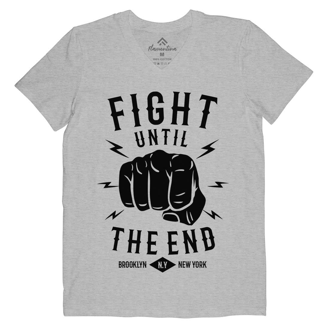 Fight Until The End Mens V-Neck T-Shirt Sport B206