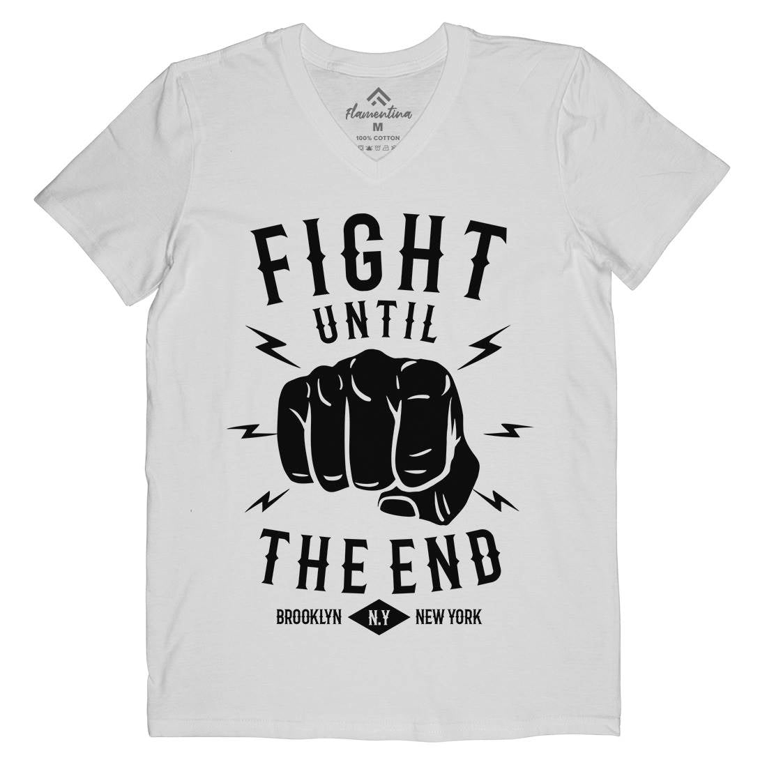 Fight Until The End Mens V-Neck T-Shirt Sport B206